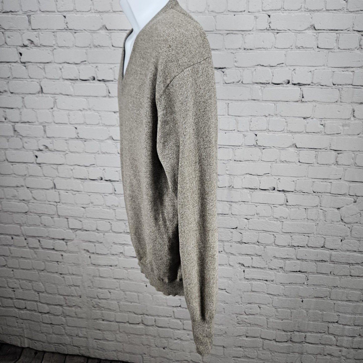 NKO Cashmere Stores Brown 100% Cashmere Knit V Neck Pullover Sweater Large XL
