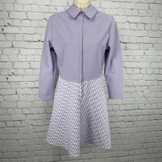 VTG Purple Retro Union Made Double Knit Zip A Line Long Sleeve Dress USA Small S