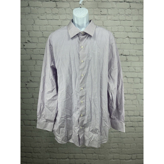 NWT Synrgy Light Purple Cotton Diamond Printed Button Up Dress Shirt Size 2XL