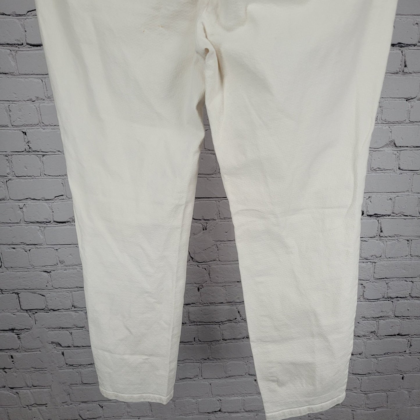 Eileen Fisher Ivory Organic Cotton Stretch Cropped Tapered Pants 10 (32x26)