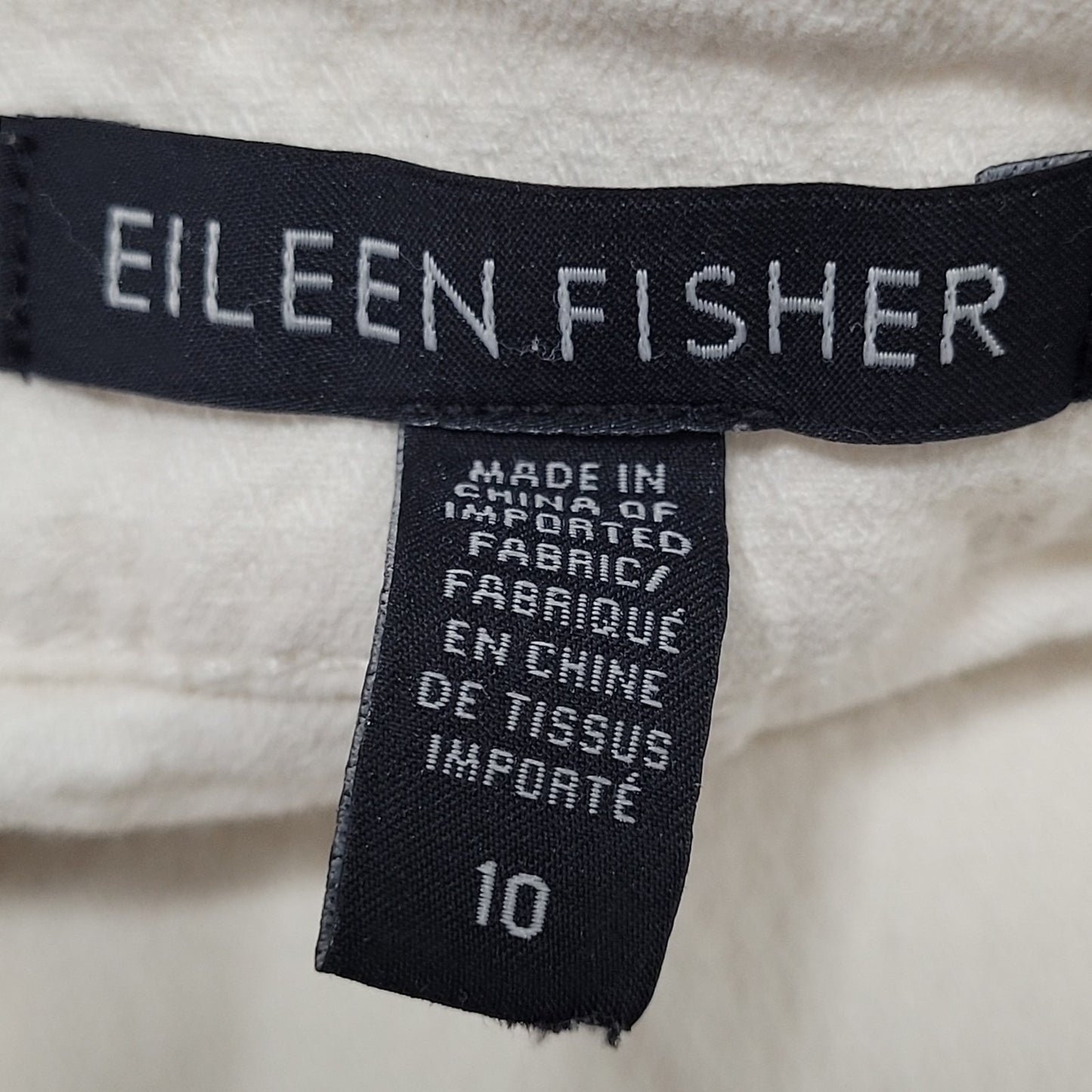 Eileen Fisher Ivory Organic Cotton Stretch Cropped Tapered Pants 10 (32x26)