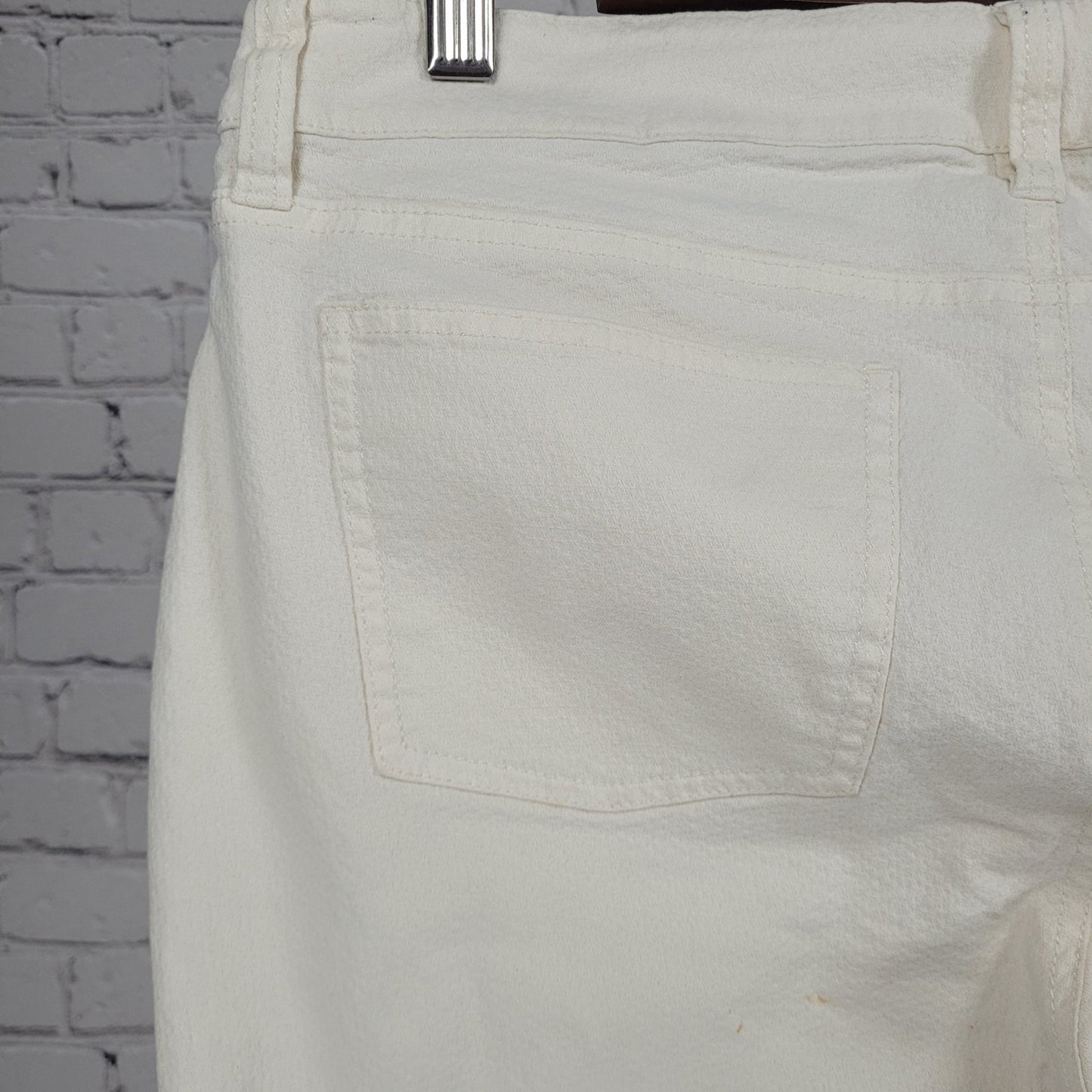 Eileen Fisher Ivory Organic Cotton Stretch Cropped Tapered Pants 10 (32x26)