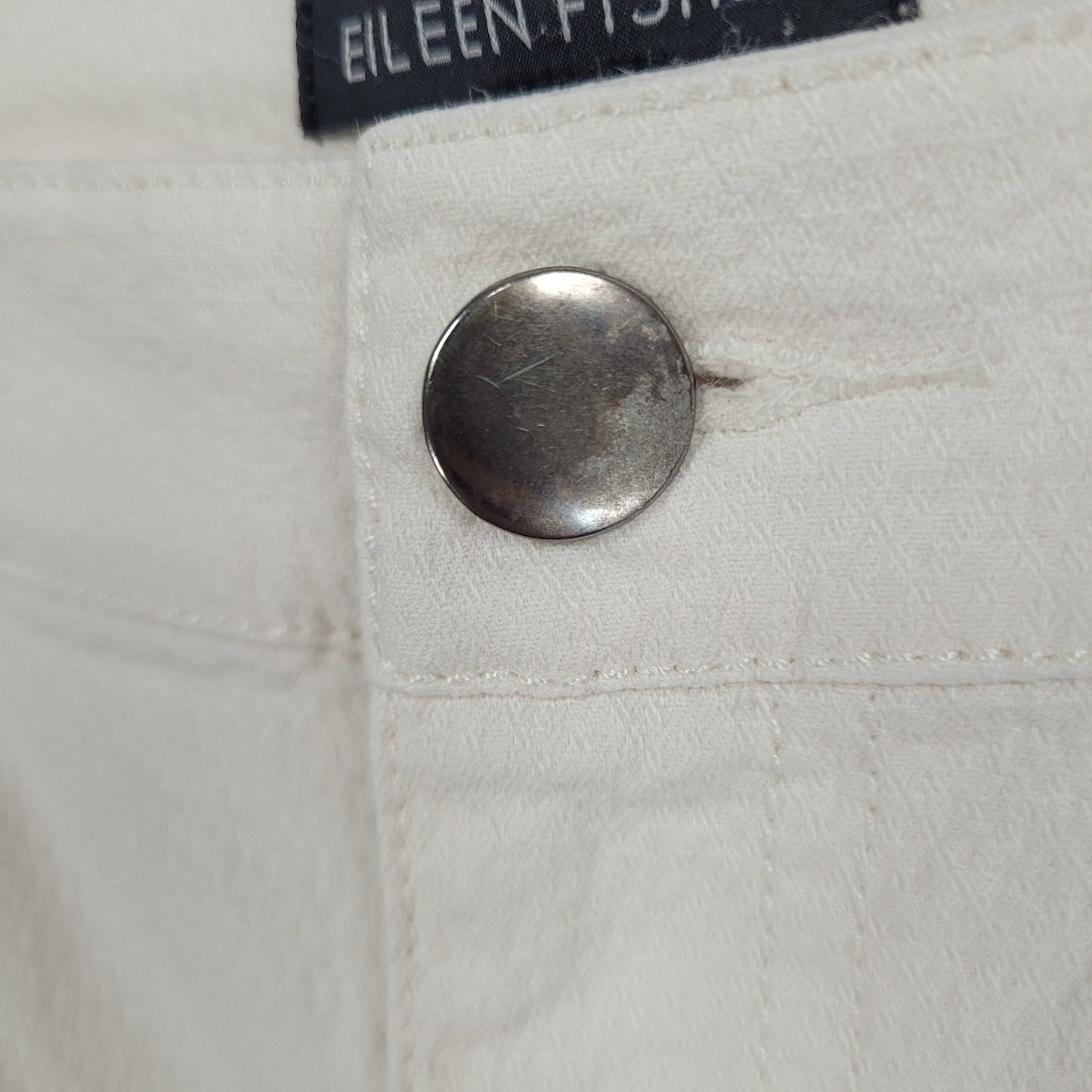 Eileen Fisher Ivory Organic Cotton Stretch Cropped Tapered Pants 10 (32x26)
