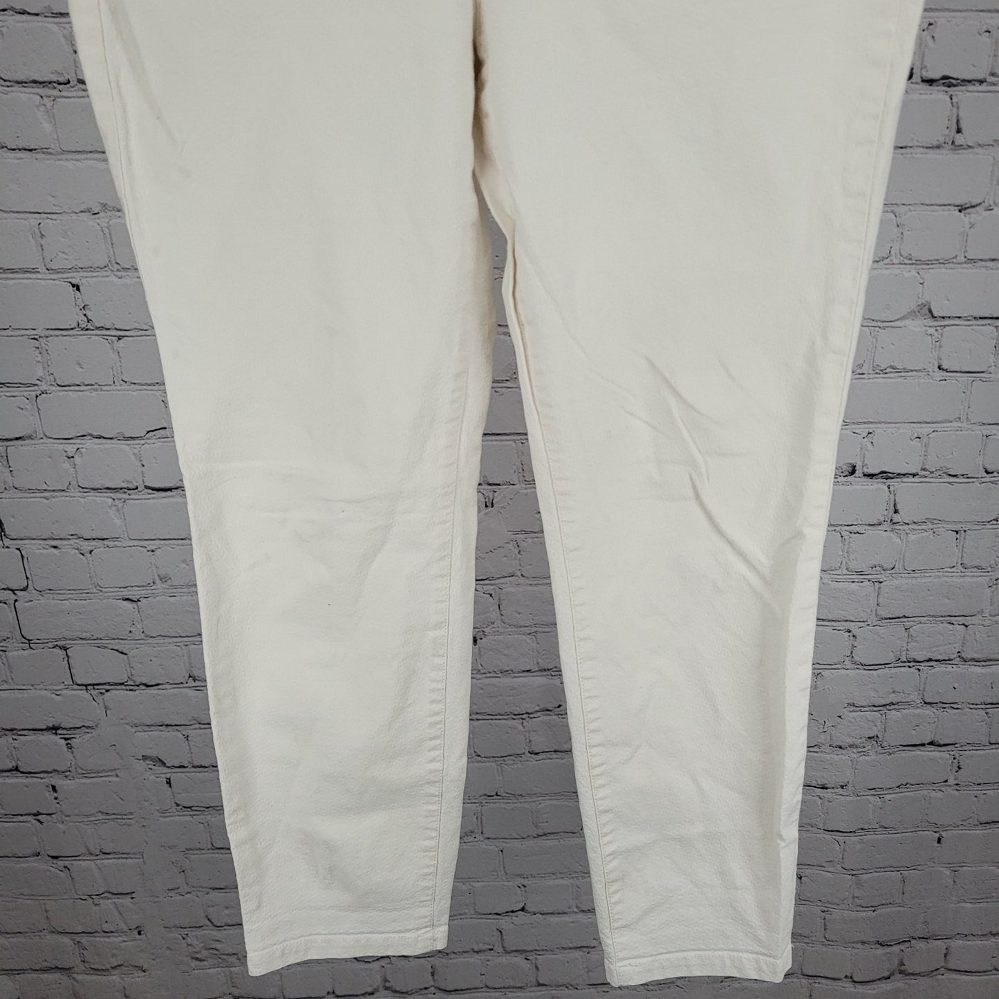 Eileen Fisher Ivory Organic Cotton Stretch Cropped Tapered Pants 10 (32x26)