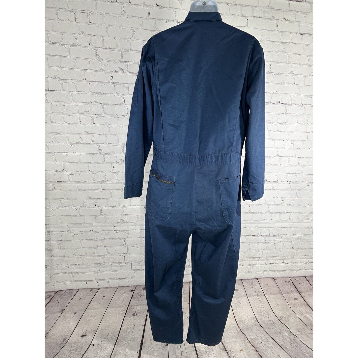 Vintage Sears Work Leisure Overalls Zipper Button Mechanic Blue Coveralls 42T