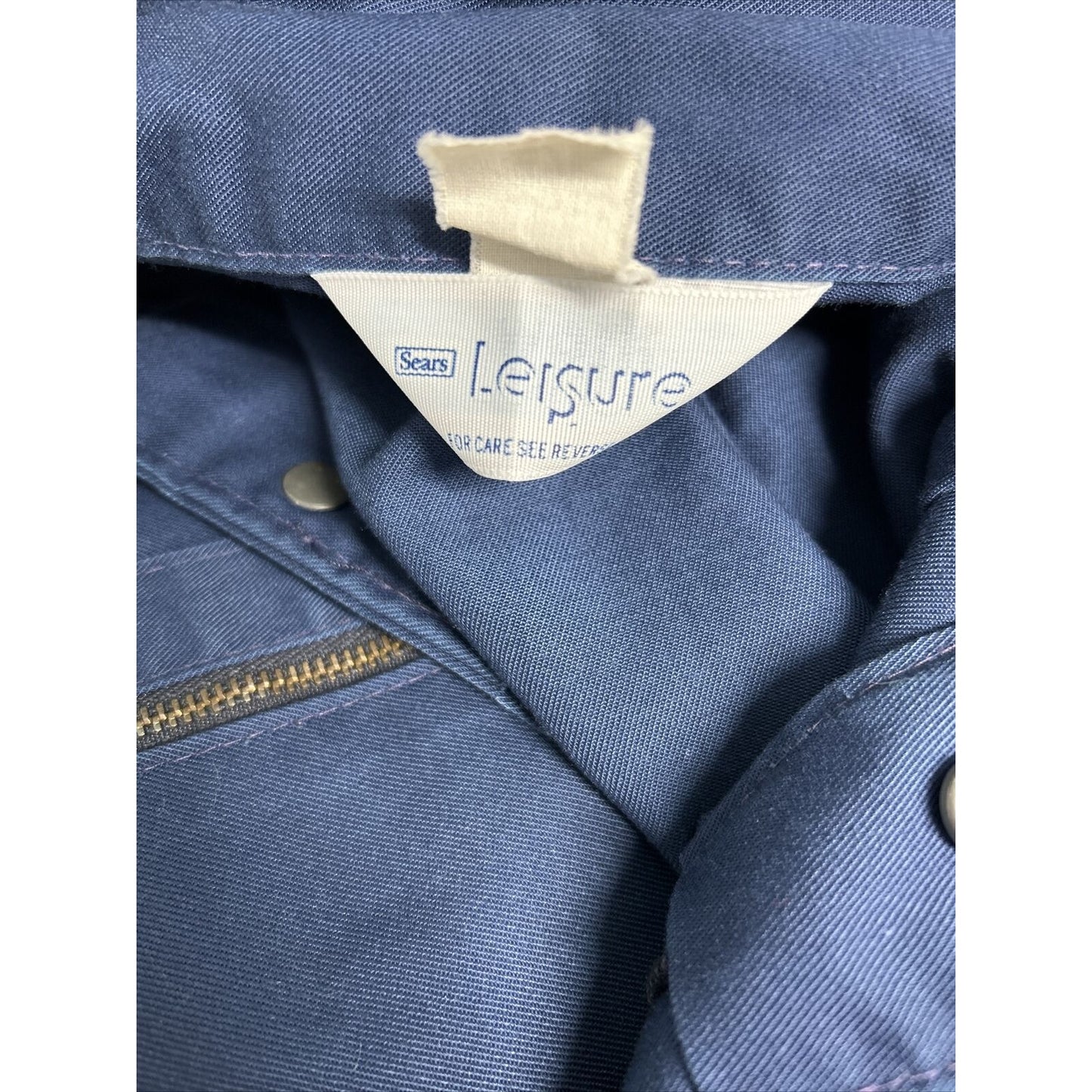 Vintage Sears Work Leisure Overalls Zipper Button Mechanic Blue Coveralls 42T