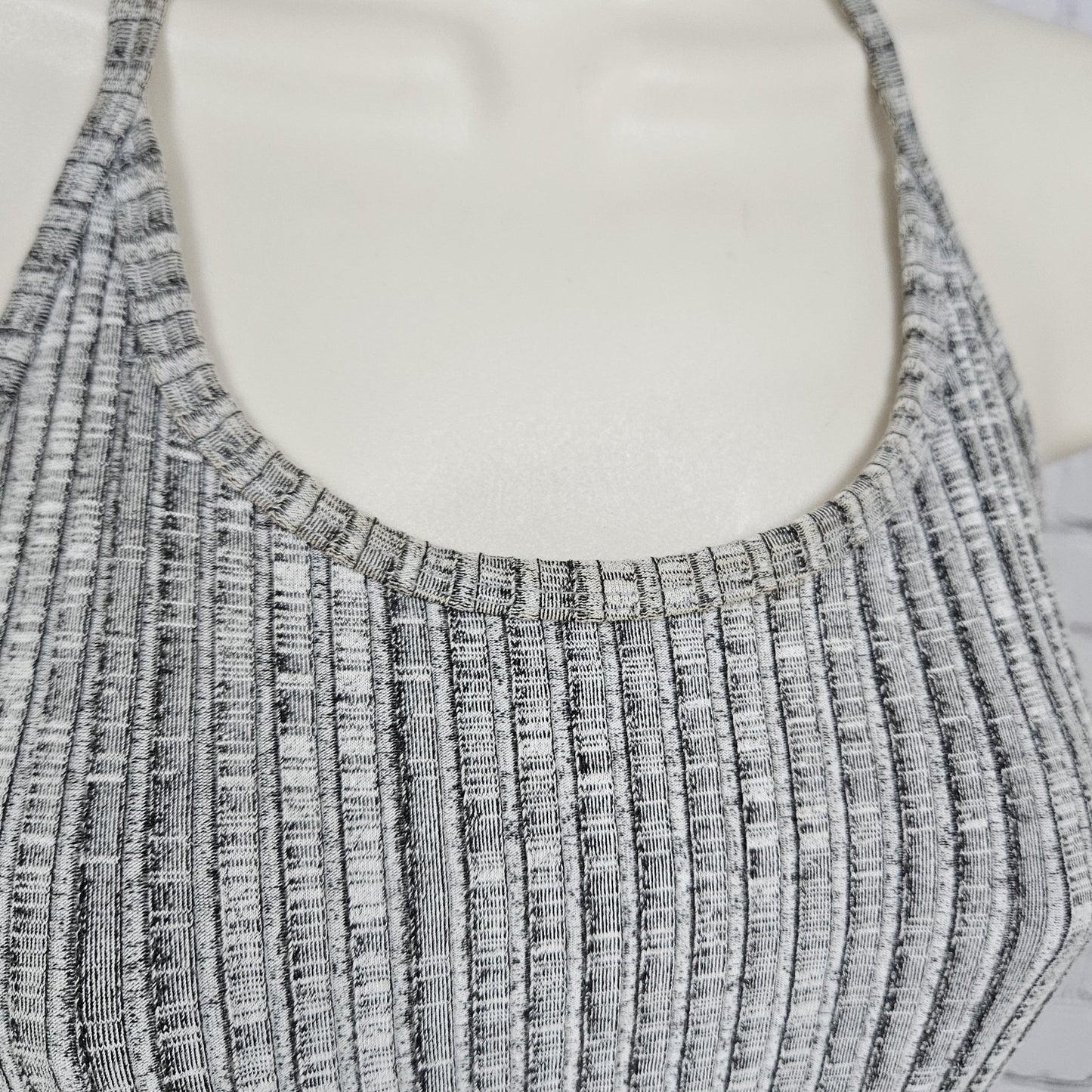 Urban Outfitters Grey Ribbed Halter Tie Stretch Cropped Wide Leg Jumper XS