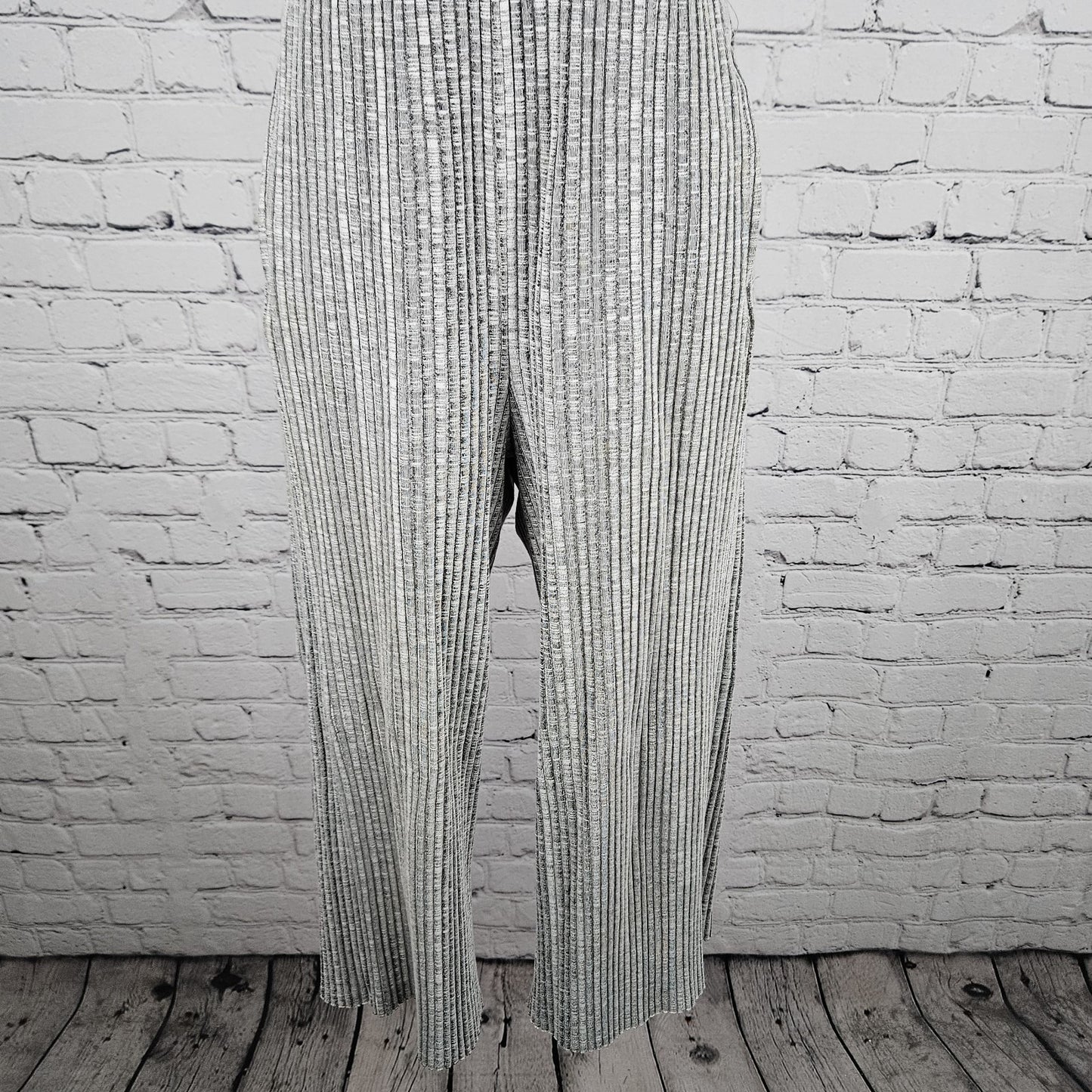 Urban Outfitters Grey Ribbed Halter Tie Stretch Cropped Wide Leg Jumper XS