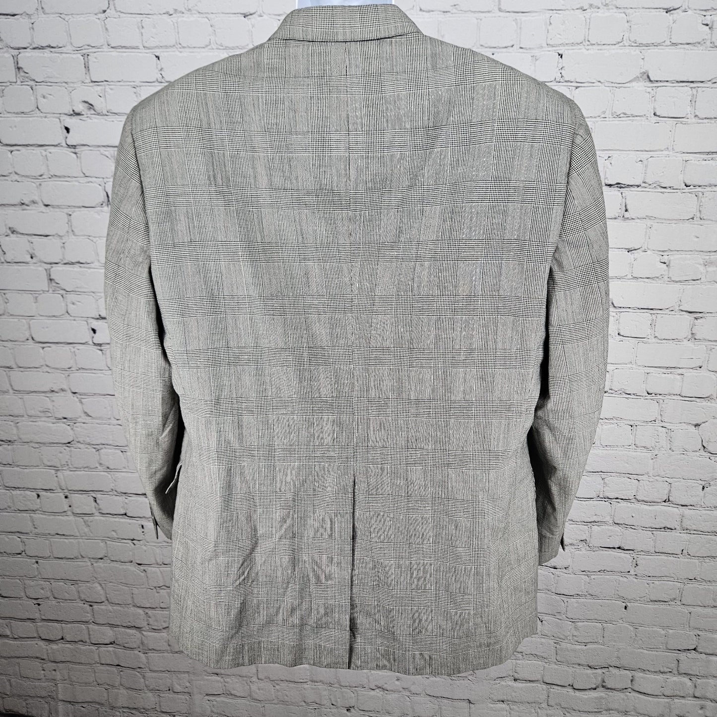 VTG Jos A Bank Black White Wool Check 2 Button Notch Blazer Sport Coat USA 45