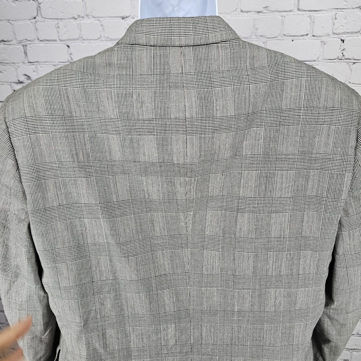 VTG Jos A Bank Black White Wool Check 2 Button Notch Blazer Sport Coat USA 45