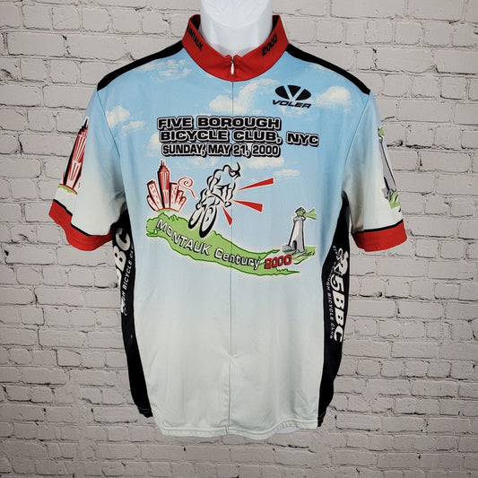 VTG 5 Borough Bicycle Club Montauk Century 2000 Cycling Jersey USA Made Size XL