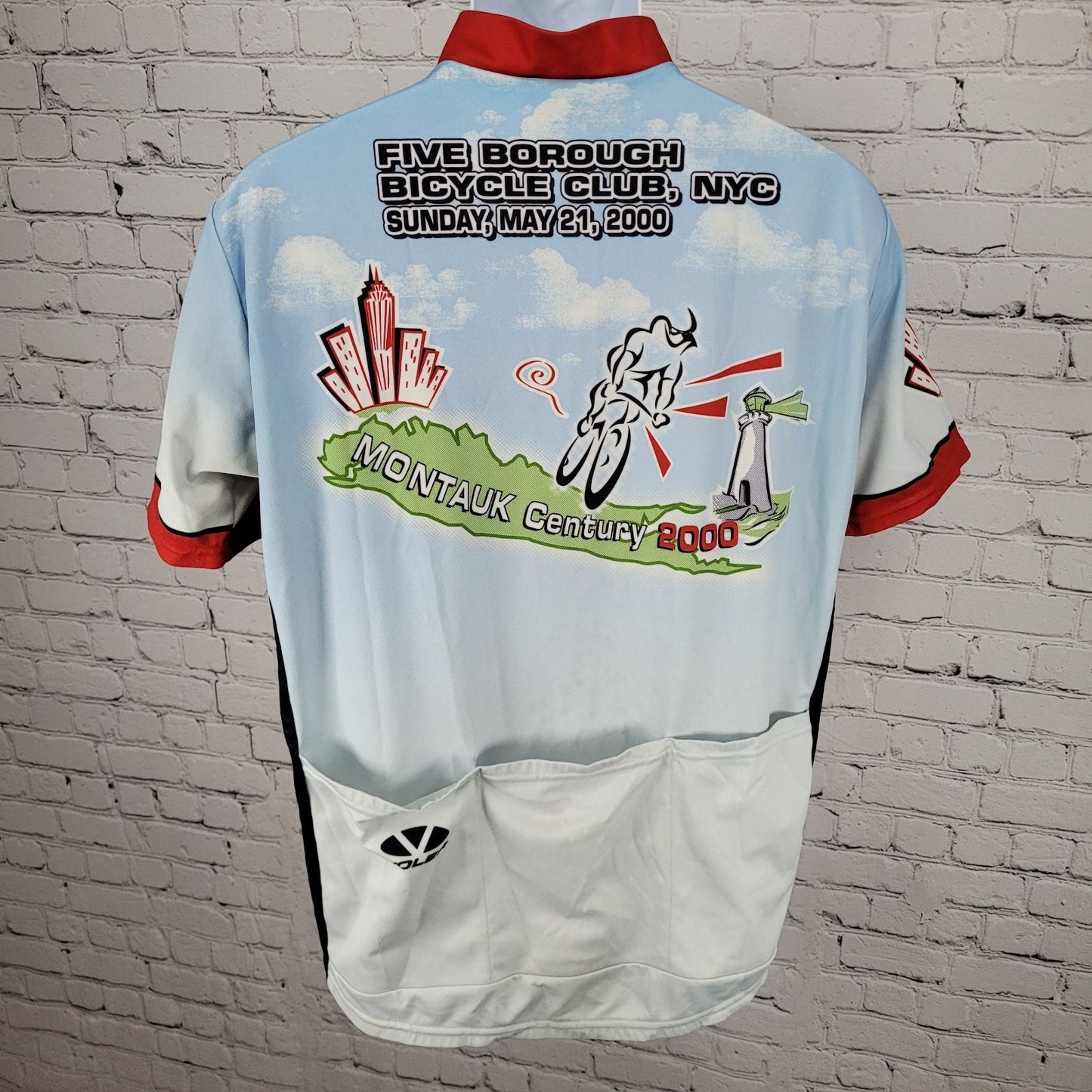 VTG 5 Borough Bicycle Club Montauk Century 2000 Cycling Jersey USA Made Size XL