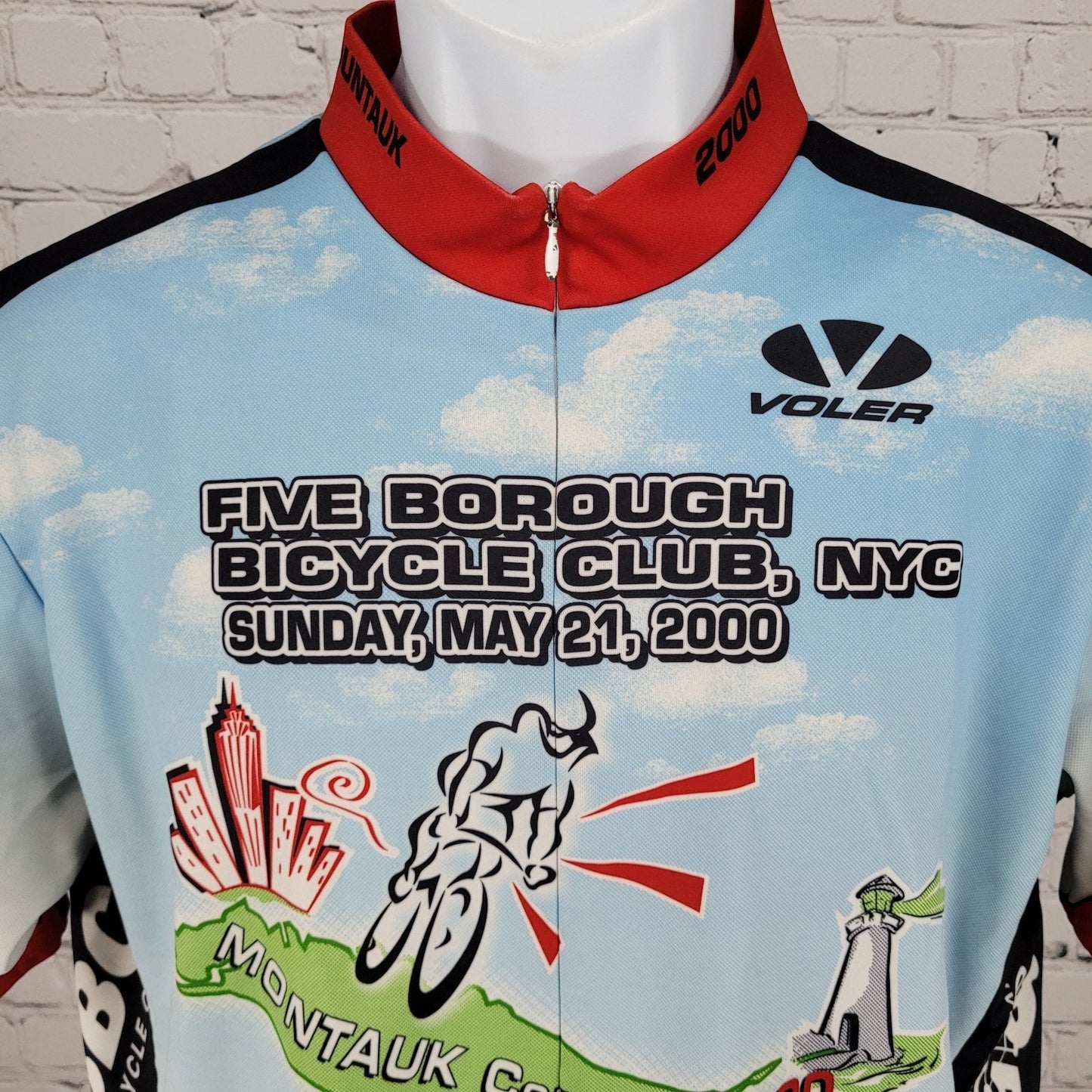VTG 5 Borough Bicycle Club Montauk Century 2000 Cycling Jersey USA Made Size XL