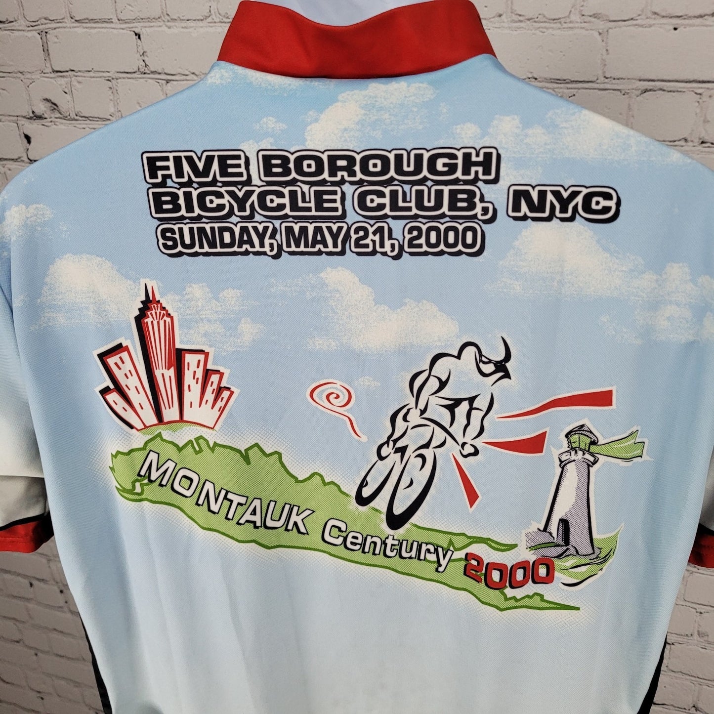 VTG 5 Borough Bicycle Club Montauk Century 2000 Cycling Jersey USA Made Size XL