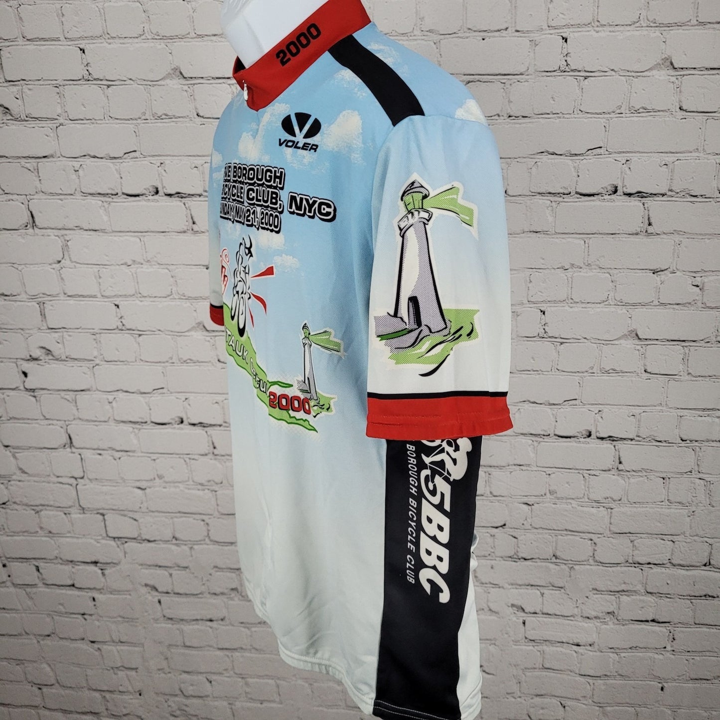 VTG 5 Borough Bicycle Club Montauk Century 2000 Cycling Jersey USA Made Size XL