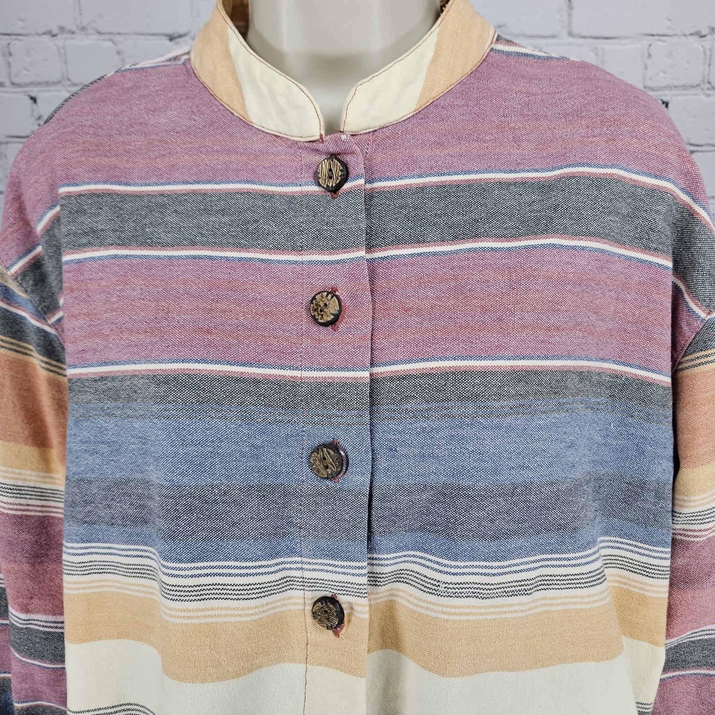 Chico's Design Multicolor Striped Cotton Southwestern Shacket Jacket 2 US 12