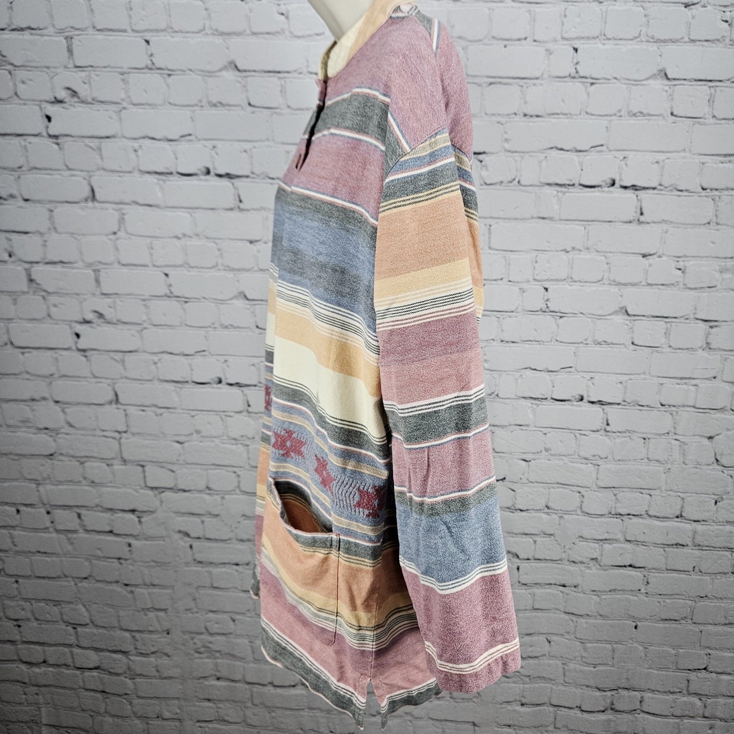 Chico's Design Multicolor Striped Cotton Southwestern Shacket Jacket 2 US 12