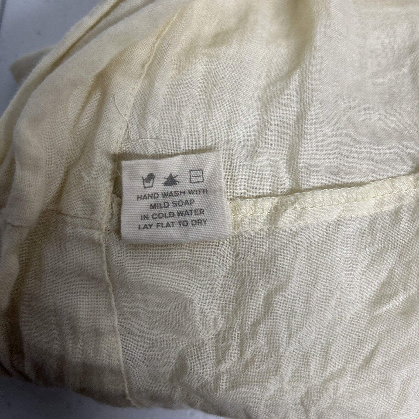 Fossil Light Yellow Cotton Pullover Embroidered Square Neck Short Sleeve Shirt S