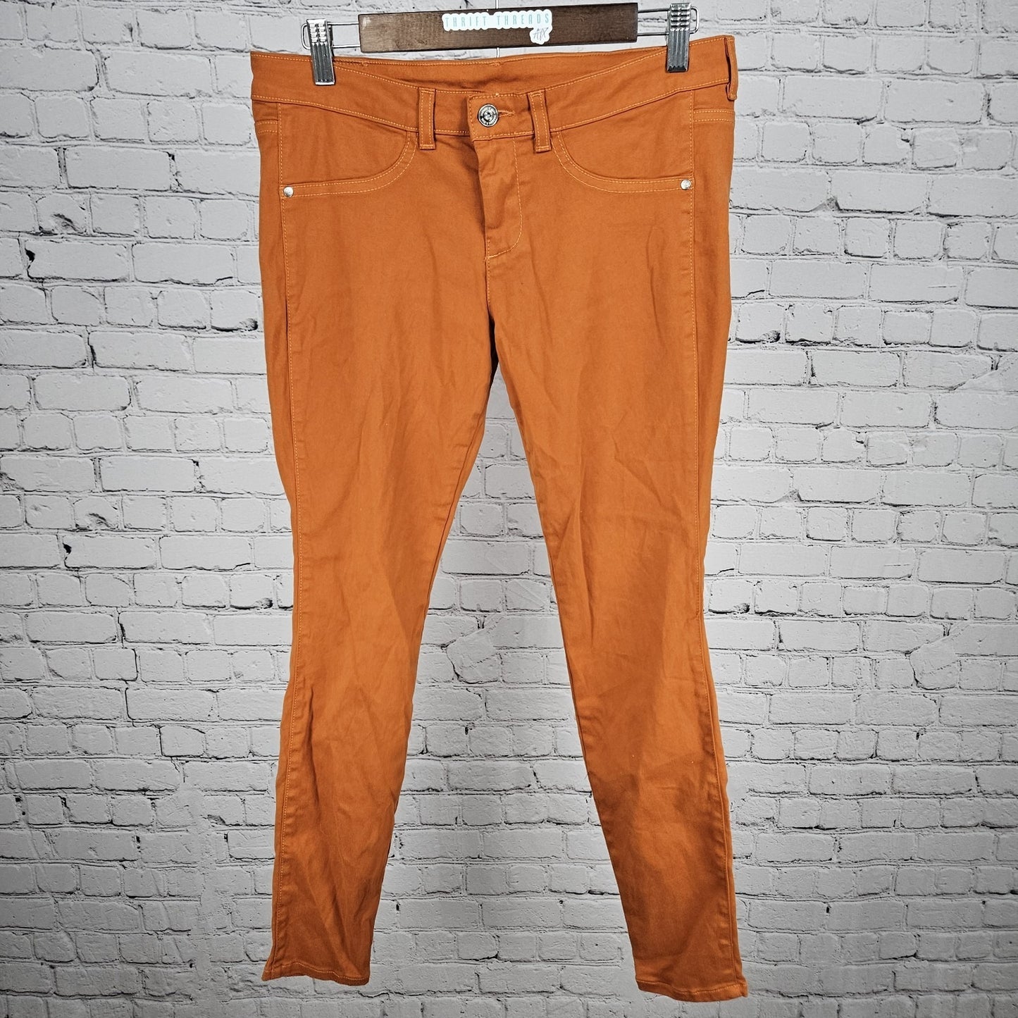 Meesh & Mia Orange Longhorn UT Rhinestone Low Rise Skinny Pants USA 8 (31x29)