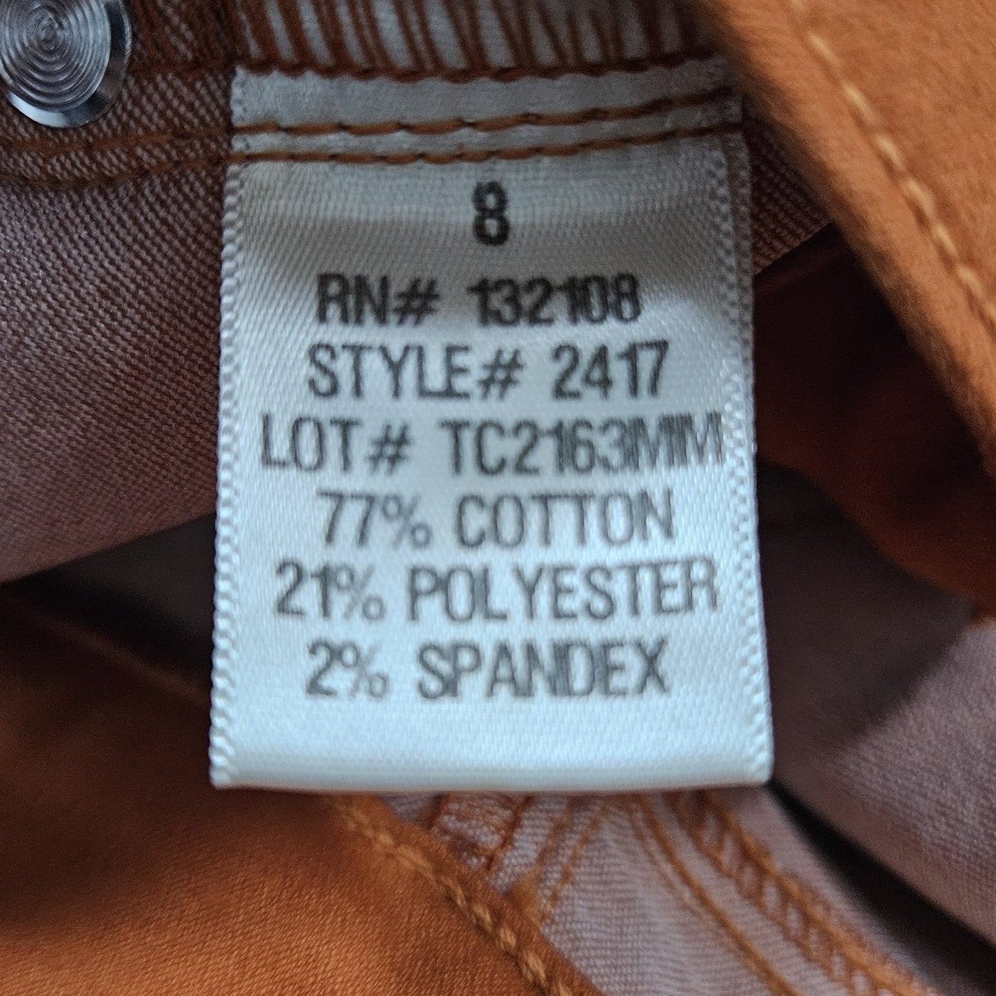 Meesh & Mia Orange Longhorn UT Rhinestone Low Rise Skinny Pants USA 8 (31x29)