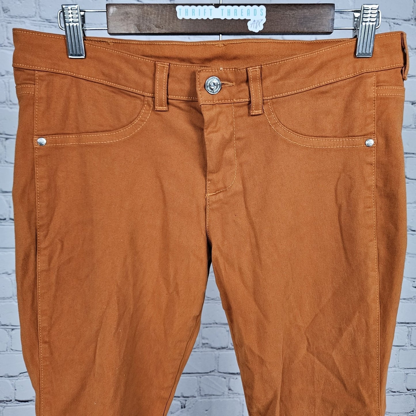 Meesh & Mia Orange Longhorn UT Rhinestone Low Rise Skinny Pants USA 8 (31x29)