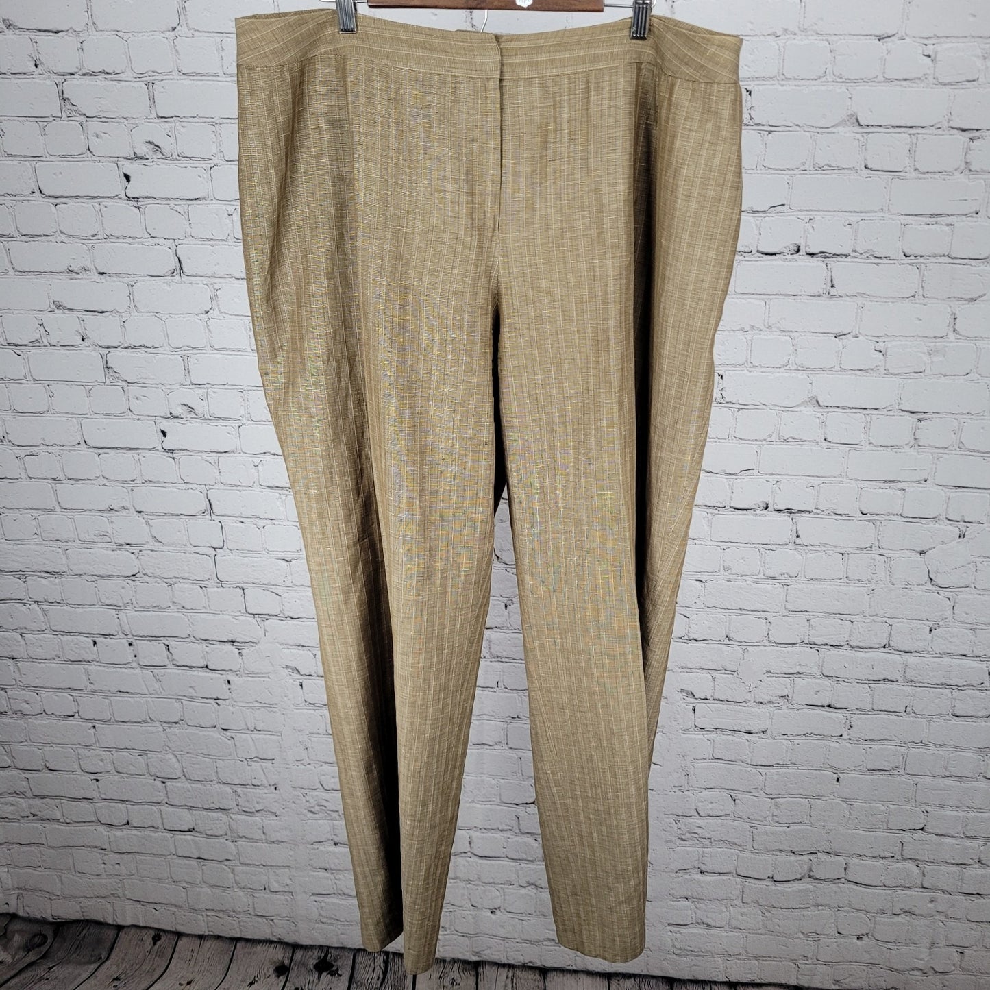 Lafayette 148 Tan Wool Linen Blend Suit Outfit Set Jacket Size 18 Pants 22 40x33