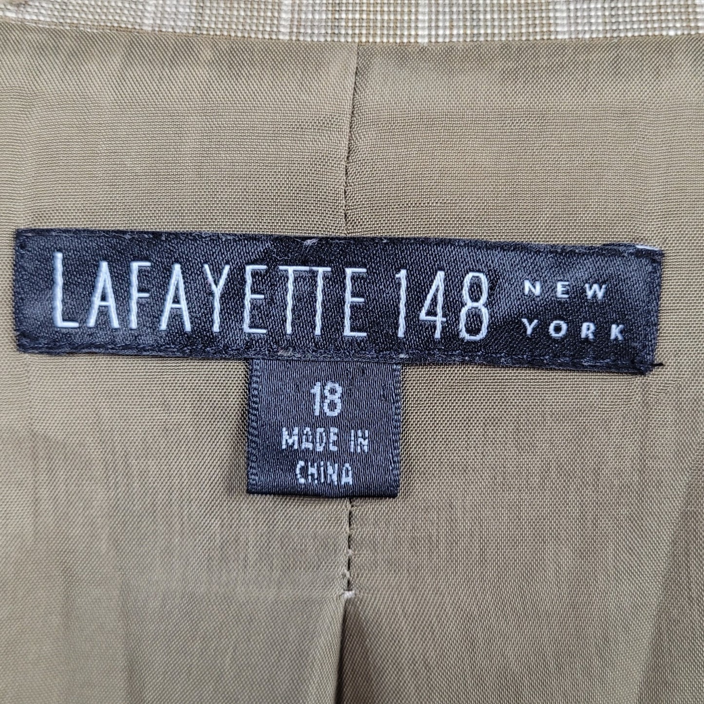 Lafayette 148 Tan Wool Linen Blend Suit Outfit Set Jacket Size 18 Pants 22 40x33