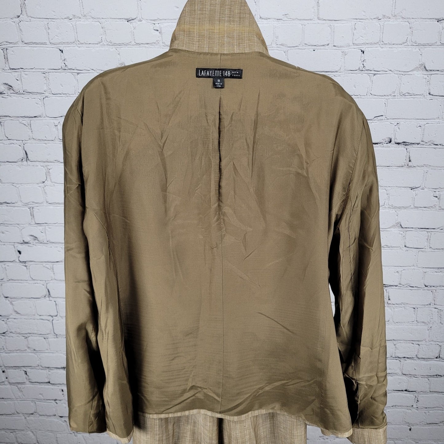 Lafayette 148 Tan Wool Linen Blend Suit Outfit Set Jacket Size 18 Pants 22 40x33