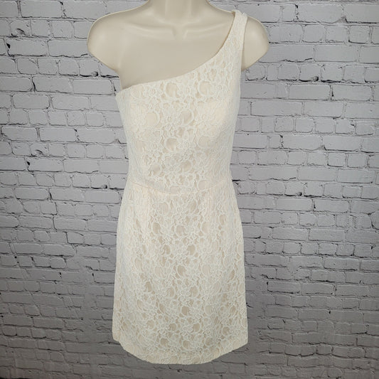 Mori Lee Madeline Gardner Ivory Floral Lace Boned & Padded Bodice Dress Size 8