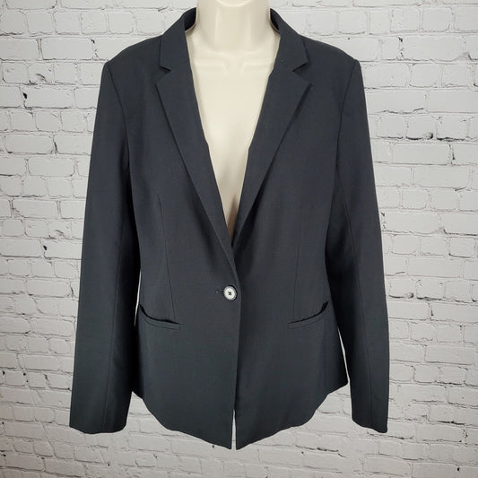 Ann Taylor Loft Black 1 Button Lightweight Notch Blazer Jacket Size Small S