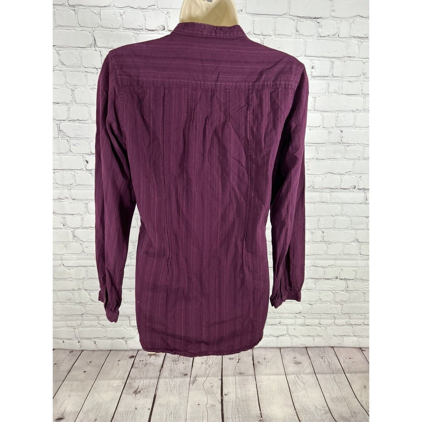 Woolrich Woolen Mills Textured Purple Long Sleeve Cotton Button Up Shirt Women S