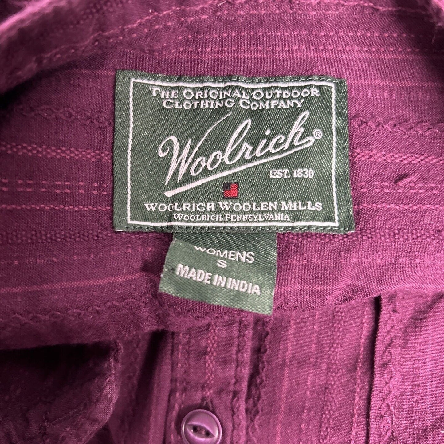 Woolrich Woolen Mills Textured Purple Long Sleeve Cotton Button Up Shirt Women S