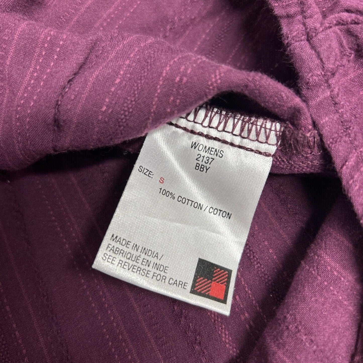 Woolrich Woolen Mills Textured Purple Long Sleeve Cotton Button Up Shirt Women S