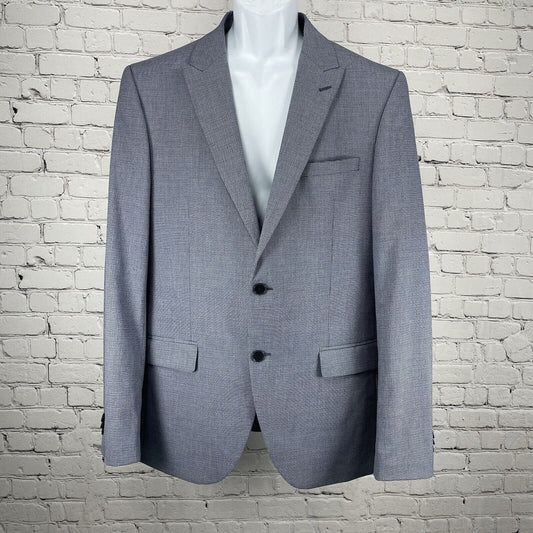 Marks & Spencer Blue Houndstooth Easy Care 2 Button Vented Sports Blazer Size 44