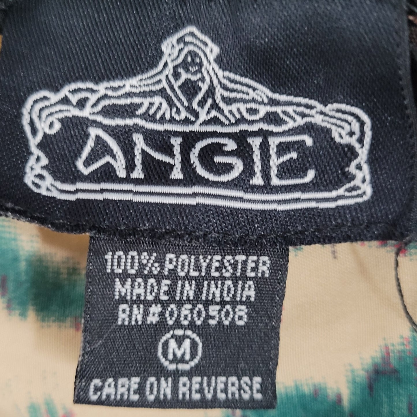 Angie Multicolor Print Embellished Neckline Cold Shoulder Dress Size Medium M