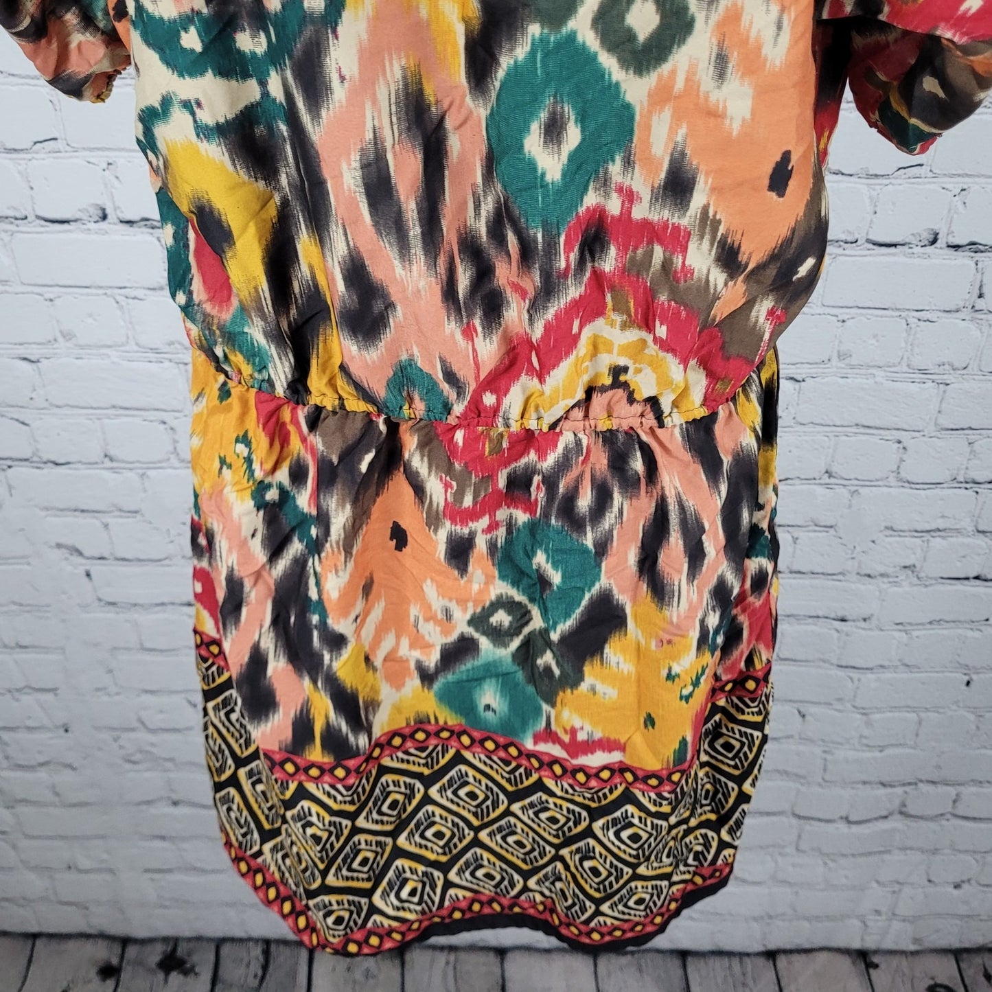 Angie Multicolor Print Embellished Neckline Cold Shoulder Dress Size Medium M