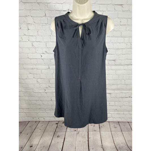 prAna Women’s Natasha Tunic Top Gray Sleeveless Tie-Neck Stretch Pockets Size M