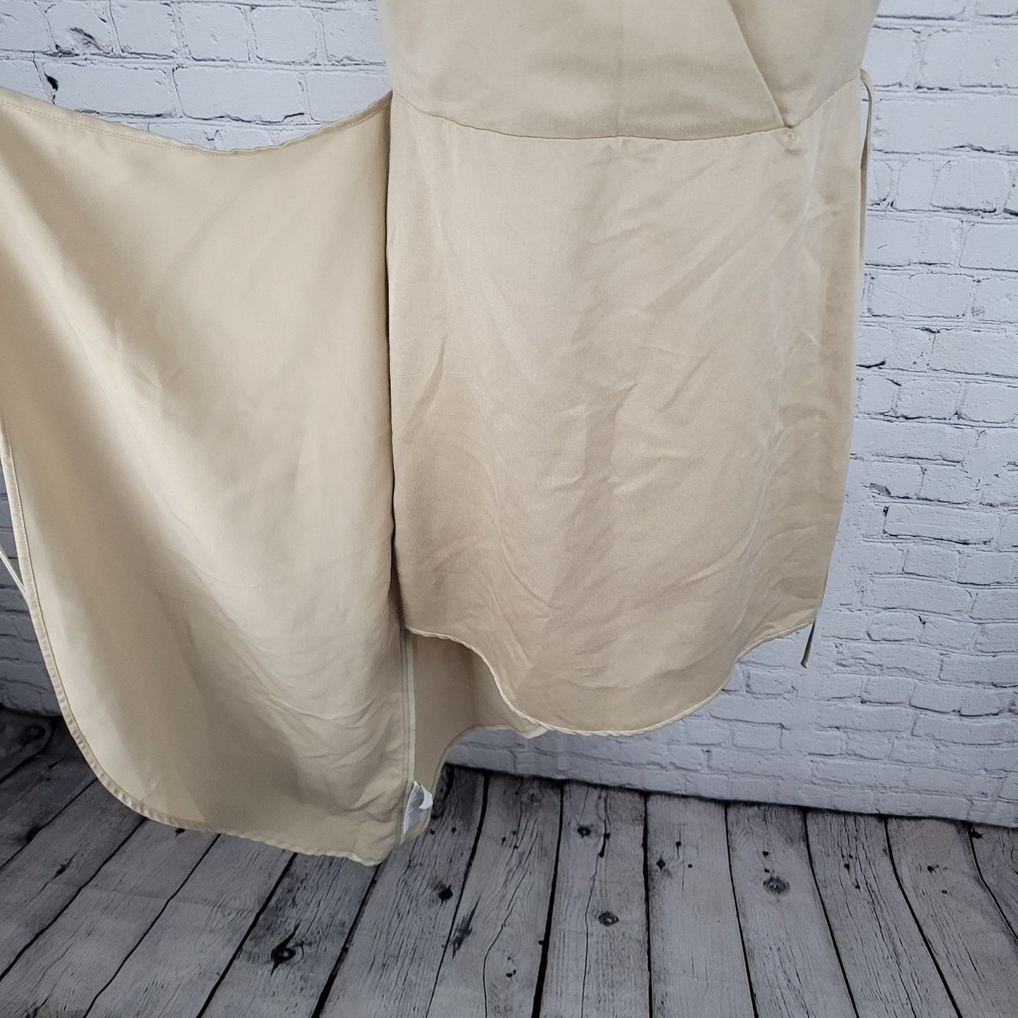 NWD BCBG Pale Gold Silky Strappy Asymmetric Wrap Tie Dress Size 2