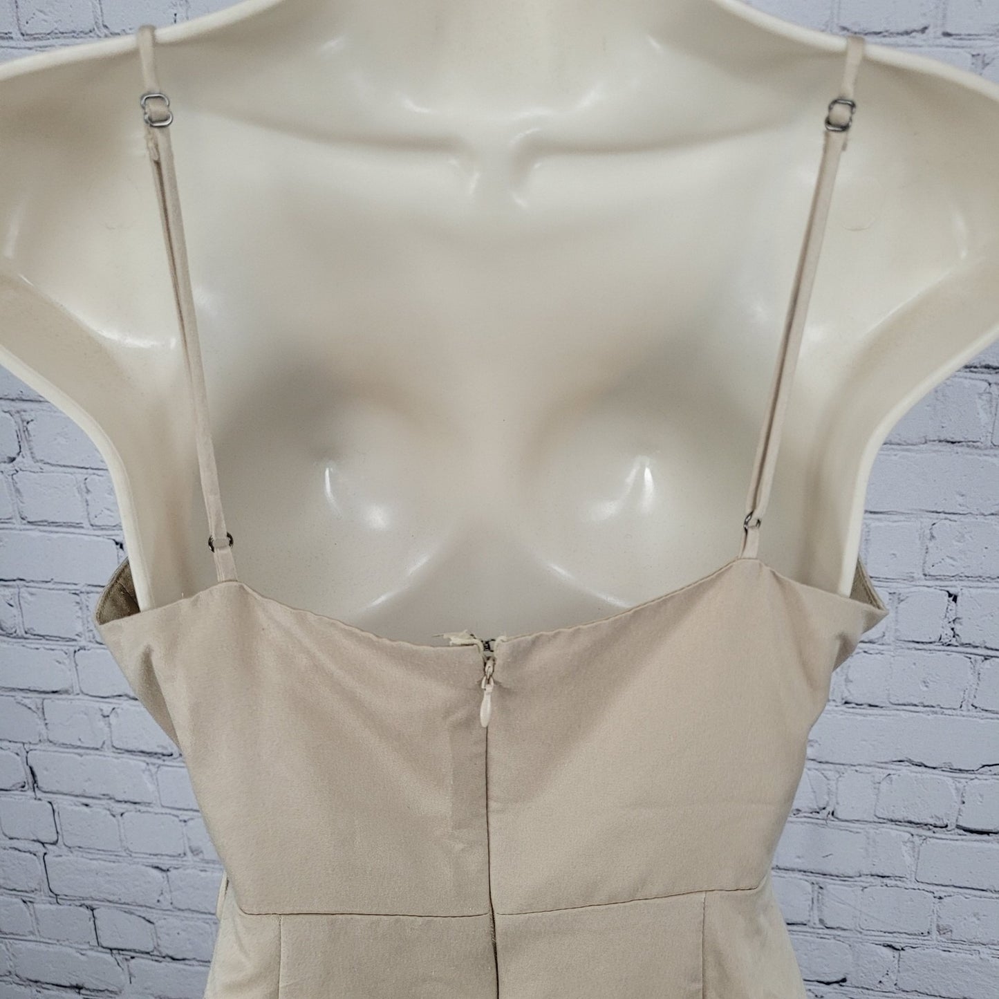NWD BCBG Pale Gold Silky Strappy Asymmetric Wrap Tie Dress Size 2