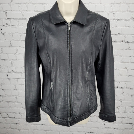 VTG Wilsons Genuine Leather Maxima Black Full Zip Thinsulate Jacket Medium M