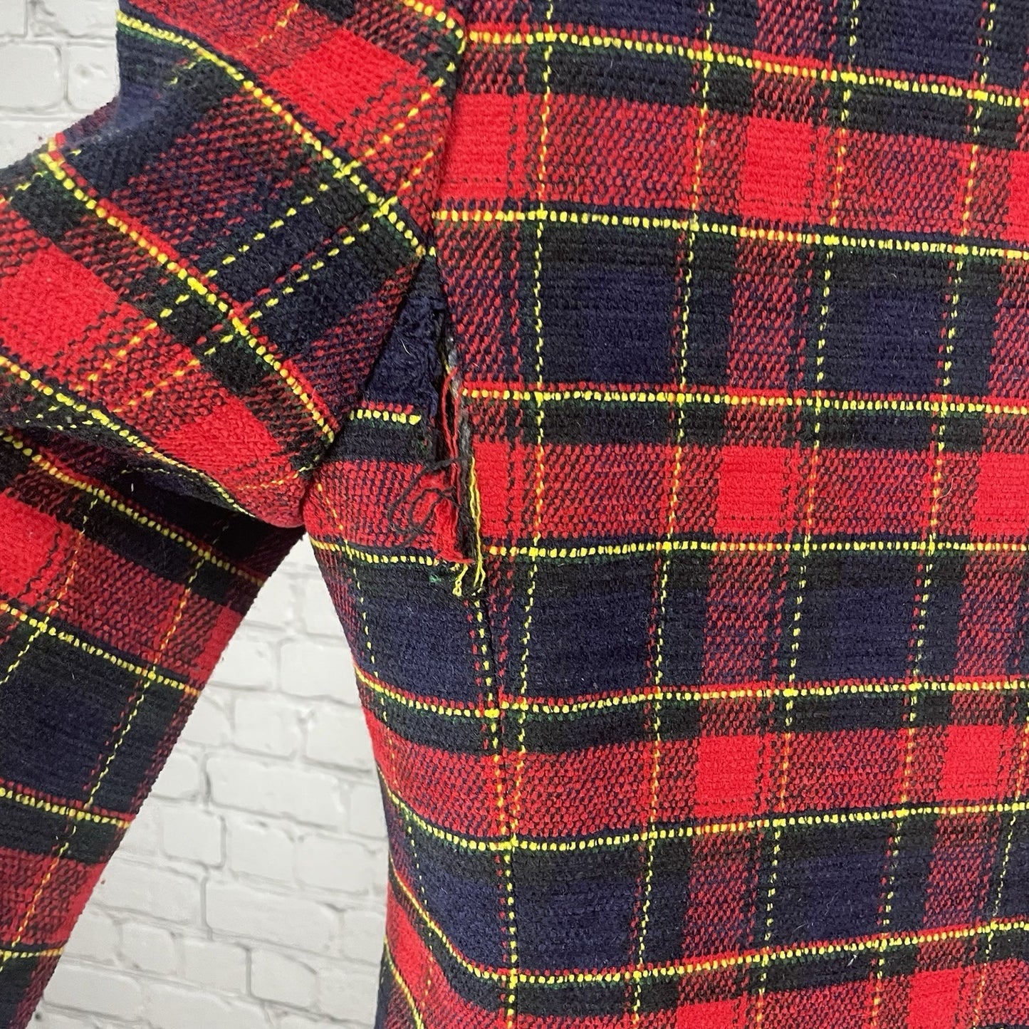 VTG Joan Leslie Red Plaid 1 Button Notch Blazer Easy Care Pockets Lined Size 6P