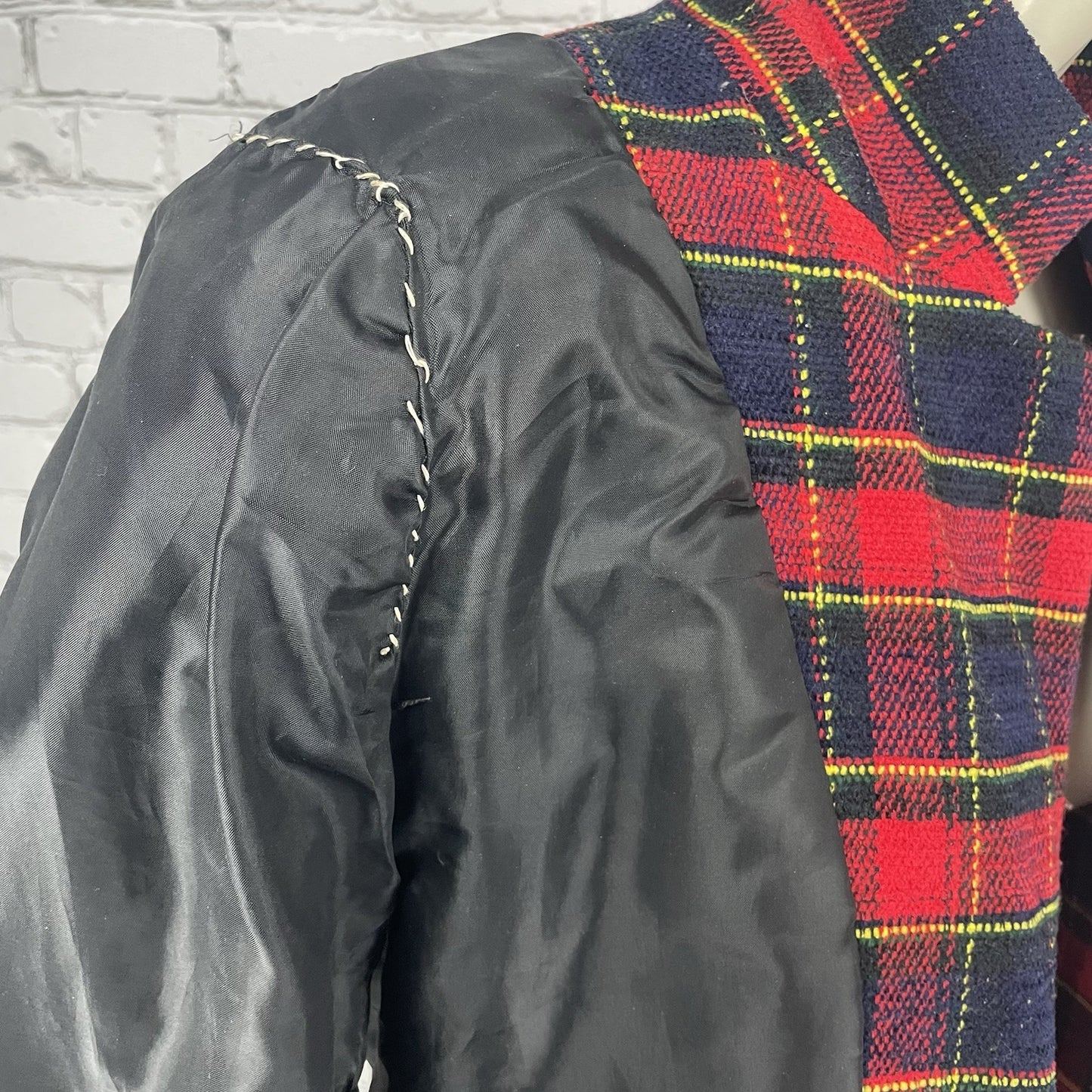 VTG Joan Leslie Red Plaid 1 Button Notch Blazer Easy Care Pockets Lined Size 6P