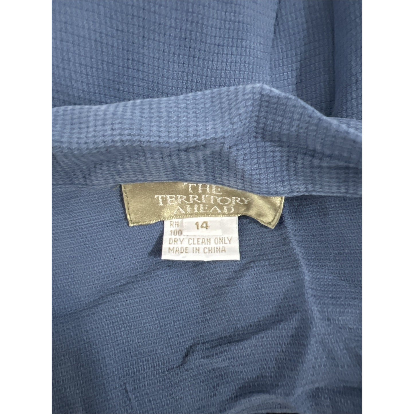 The Territory Ahead Blue 100% Silk Collared Short Sleeve Button Shirt Dress 14