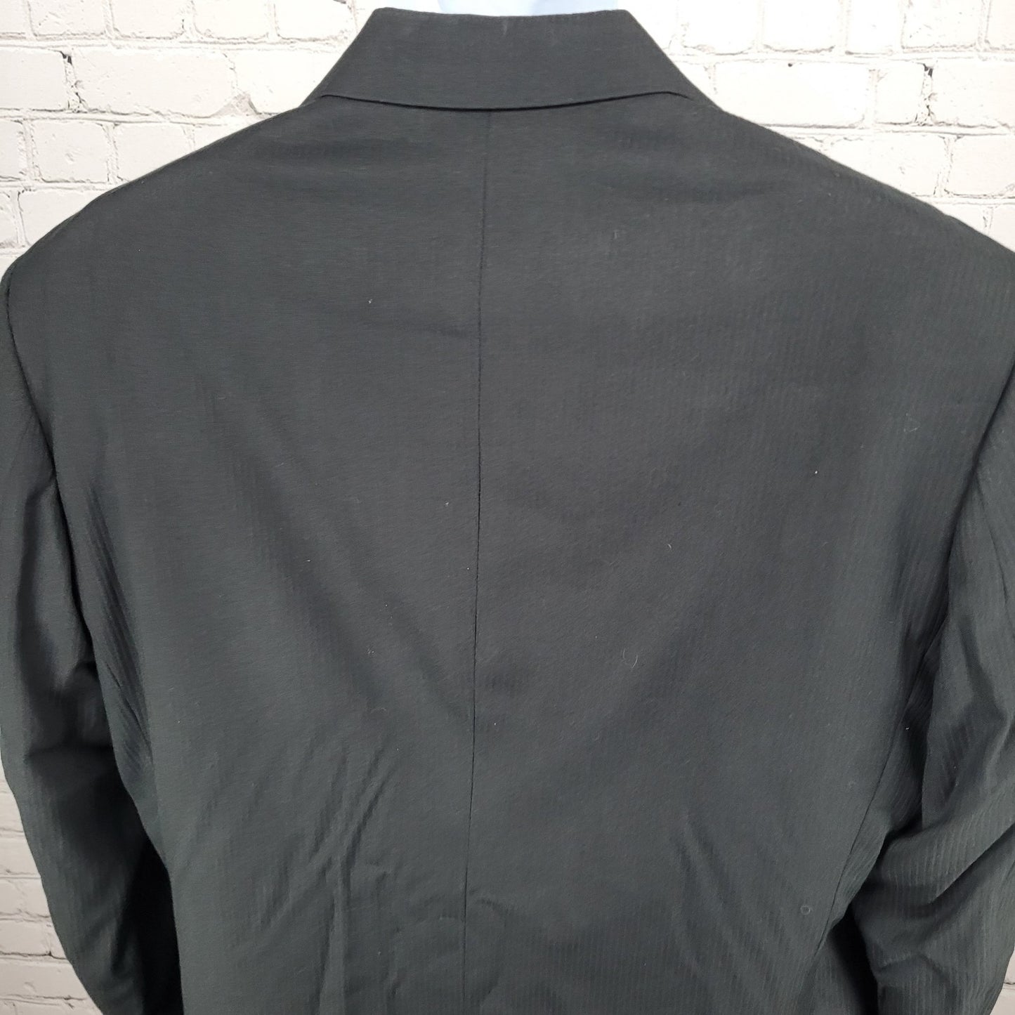Perry Ellis Black Wool Blend Full Suit Set Notch Jacket 42 Pleated Pants 34x30