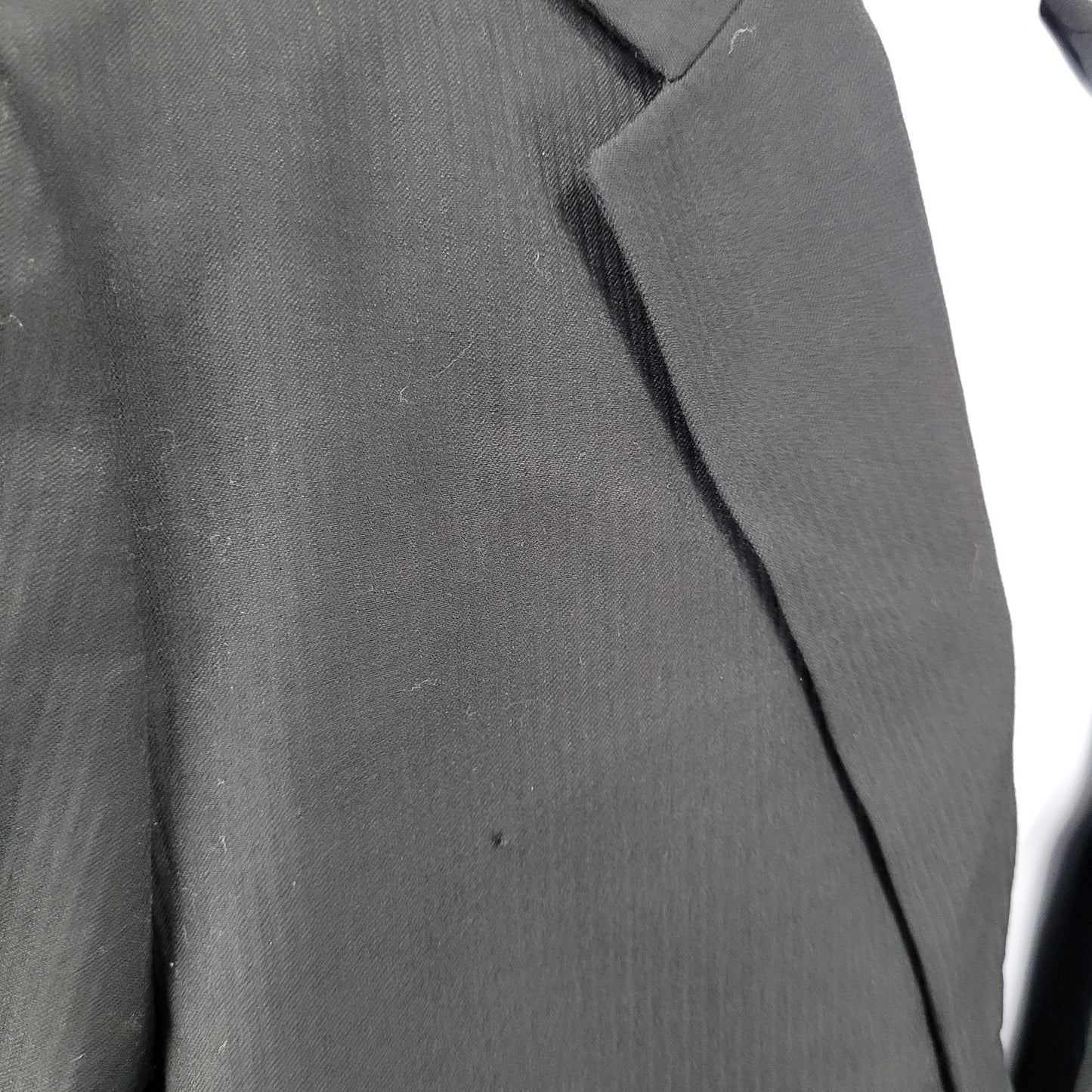 Perry Ellis Black Wool Blend Full Suit Set Notch Jacket 42 Pleated Pants 34x30