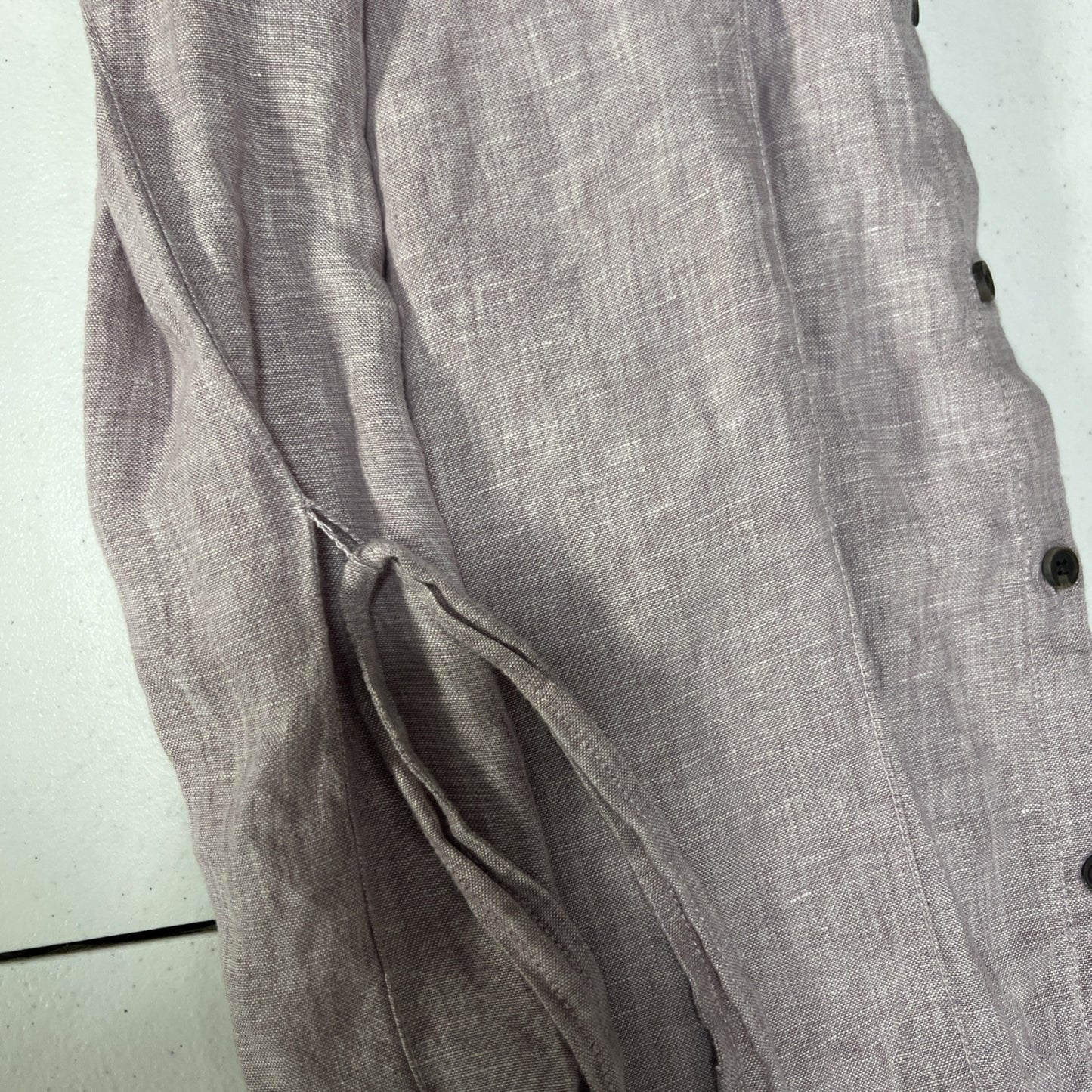 C&C California Purple 100% Linen Buttoned Belted Short Sleeve Midi Dress XL