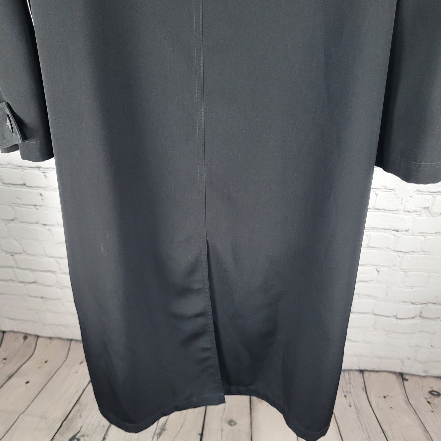 Gallery Black Buttoned Hooded Lightweight Trench Coat Size 4P