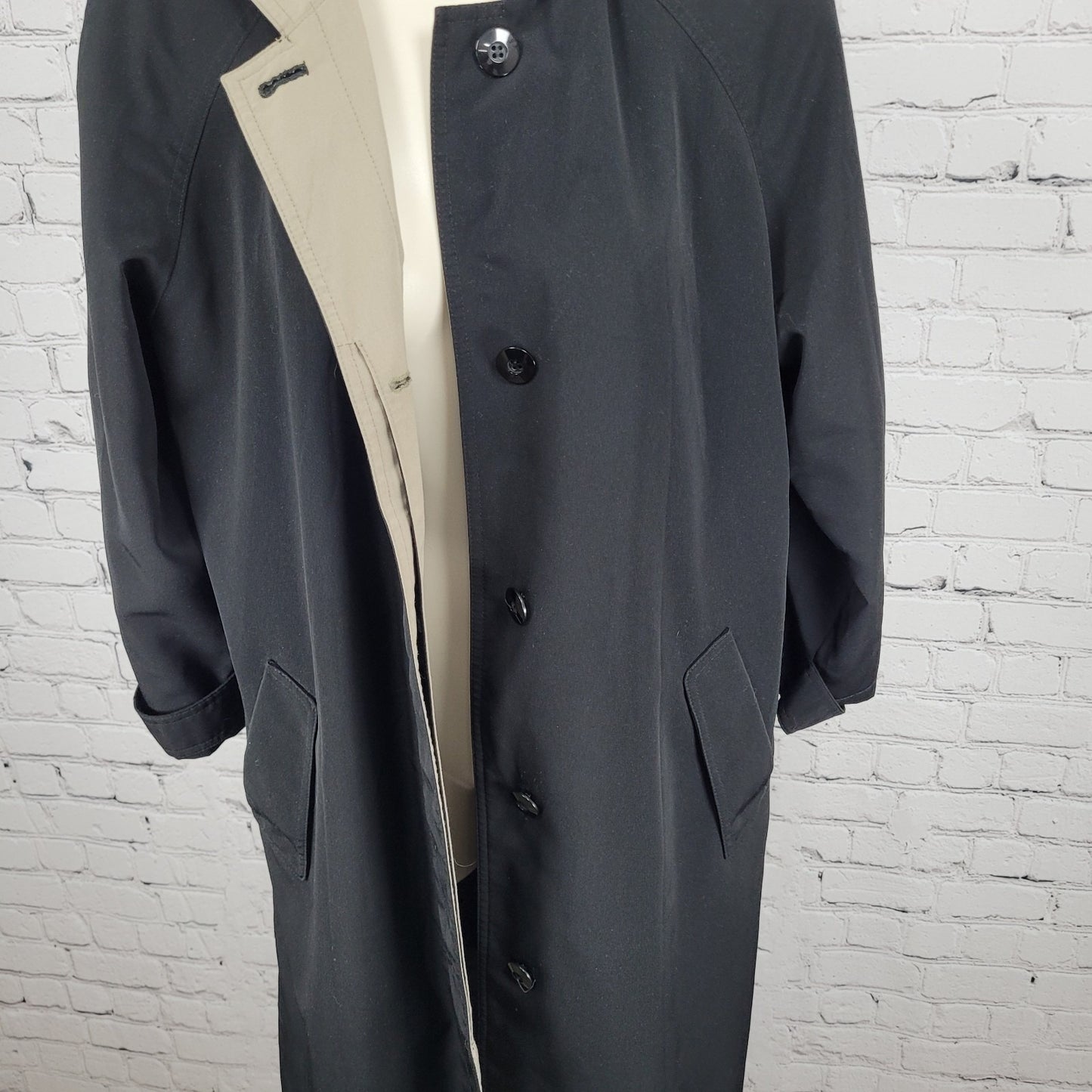 Gallery Black Buttoned Hooded Lightweight Trench Coat Size 4P