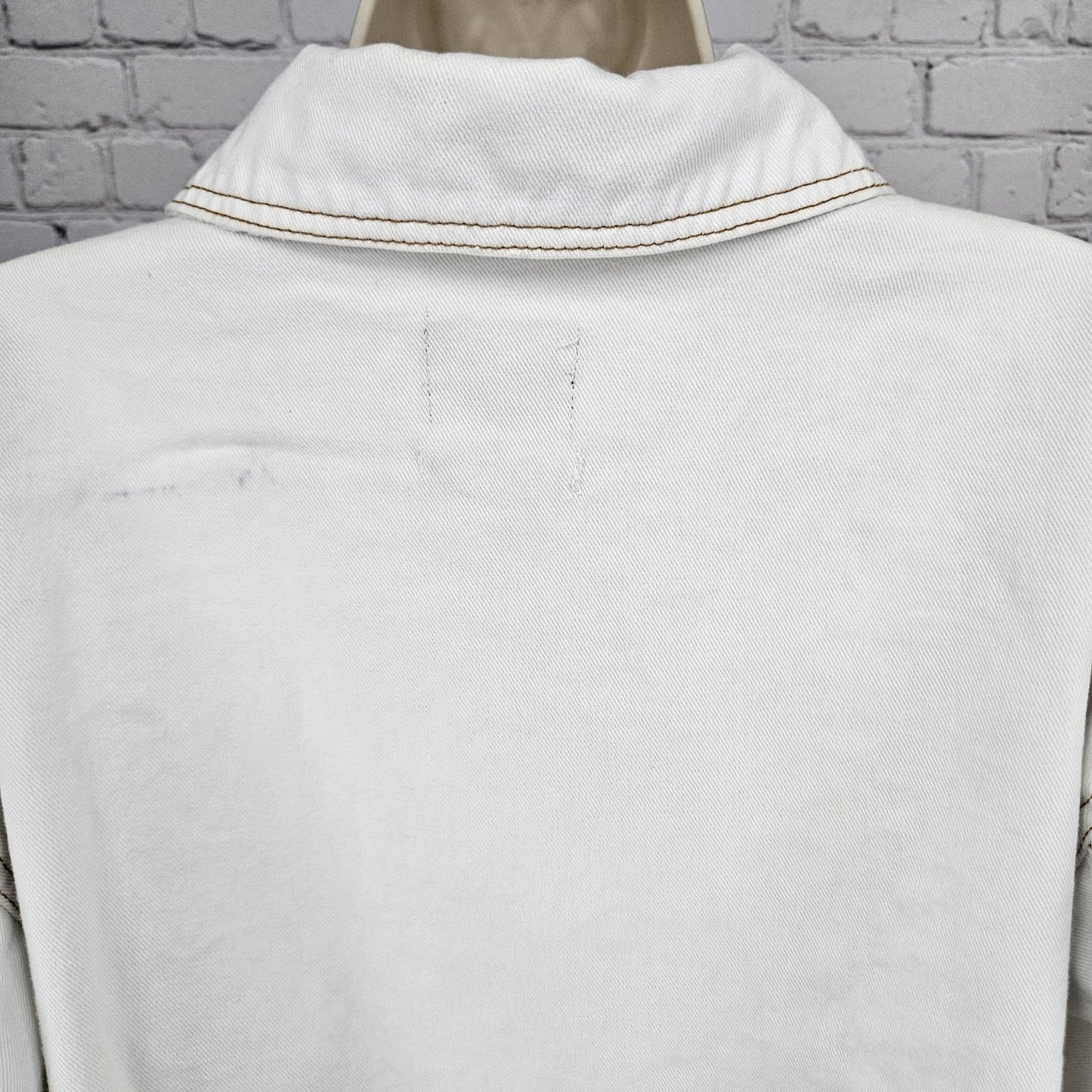 BDG White Denim 100% Cotton Distressed Oversized Buttoned Jean Jacket Large L