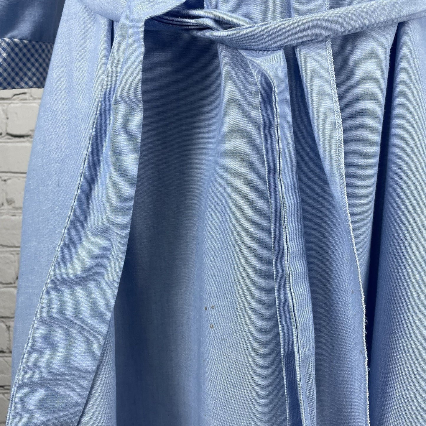 VTG Barbizon Blue Check Trim Lightweight Belted Pleated Robe Size Large L